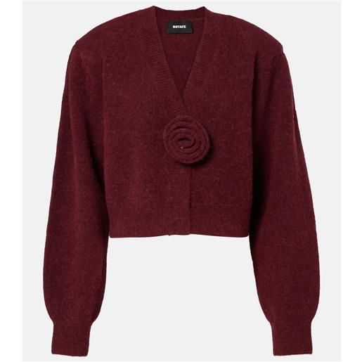 Rotate cardigan in misto lana con applicazioni floreali