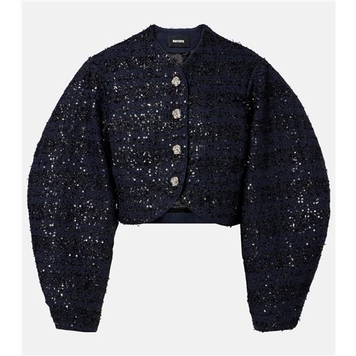 Rotate giacca cropped in bouclã© con paillettes
