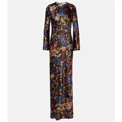 Veronica Beard abito lungo gemma in misto seta con stampa floreale