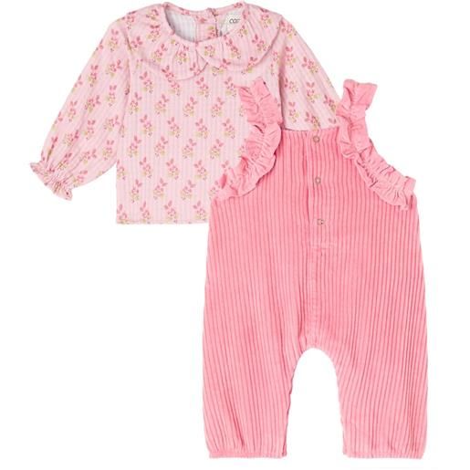 Cozmo baby - salopette e camicia in cotone con stampa floreale