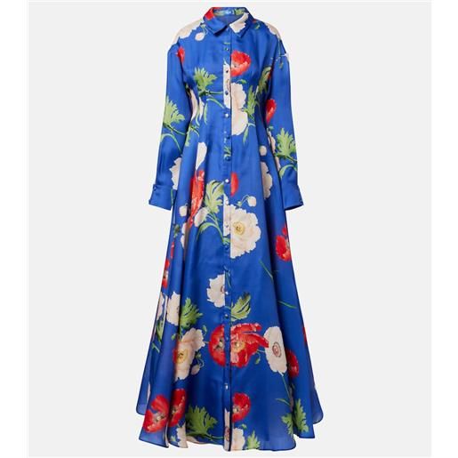 Leo Lin abito lungo josephine in seta con stampa floreale