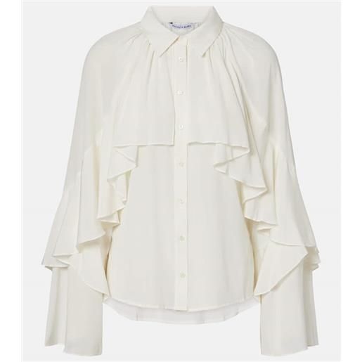 Veronica Beard blusa demaris in misto seta con volant