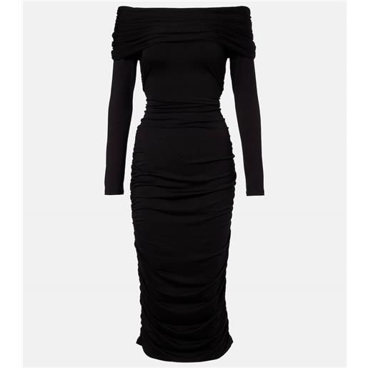 Veronica Beard abito midi tinette off-shoulder con ruches