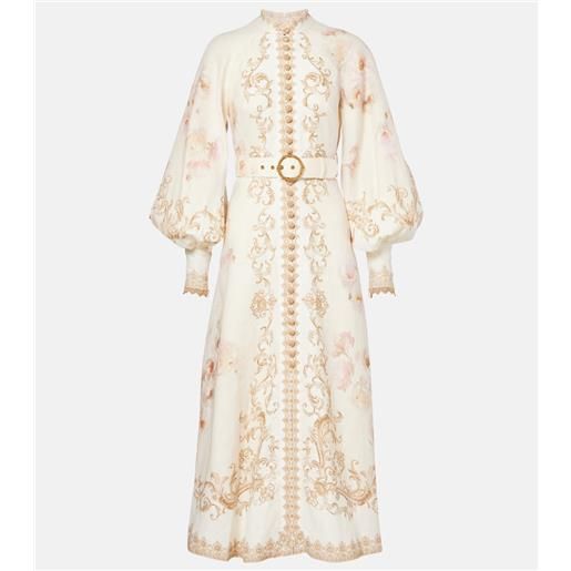 Zimmermann abito chemisier hypnotic in lino con stampa