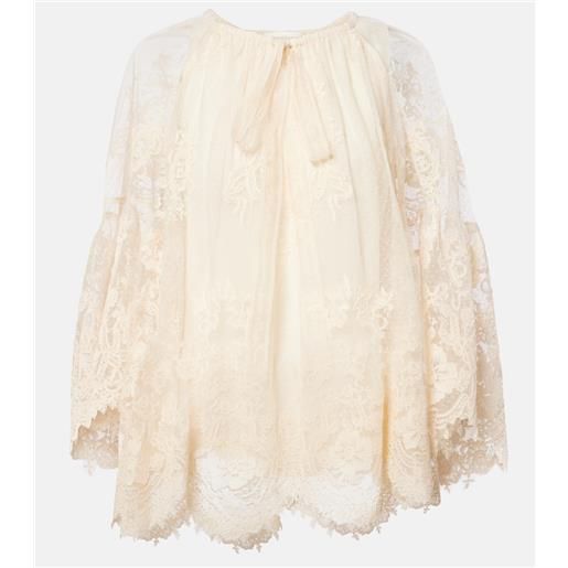 Zimmermann blusa hypnotic in pizzo con fiocco