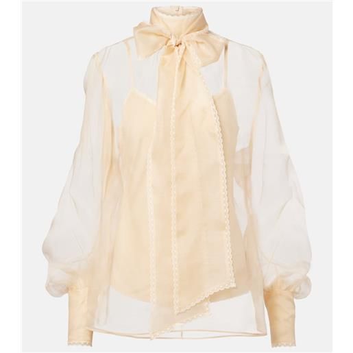 Zimmermann blusa in organza di seta con fiocco
