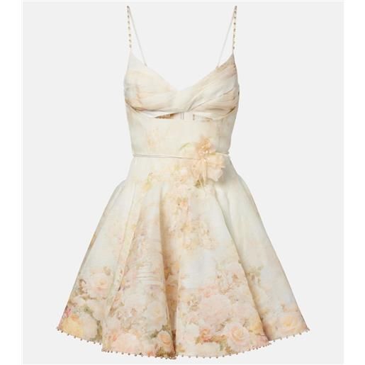 Zimmermann miniabito memento in lino e seta con stampa floreale