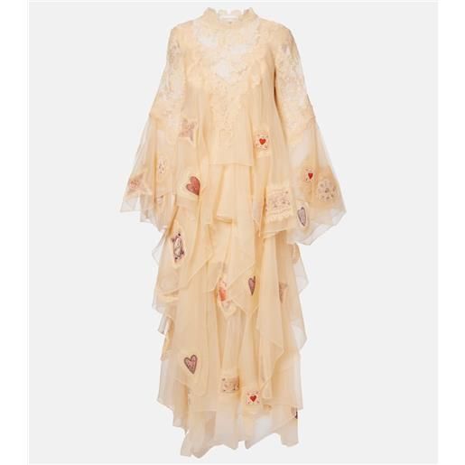 Zimmermann abito lungo hypnotic cascading in organza di seta