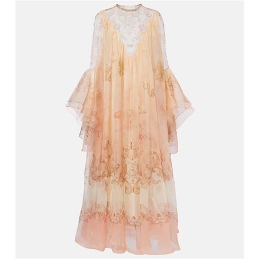 Zimmermann abito lungo hypnotic in seta con stampa