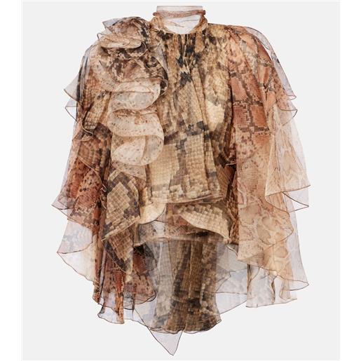 Zimmermann blusa memento in seta con volant