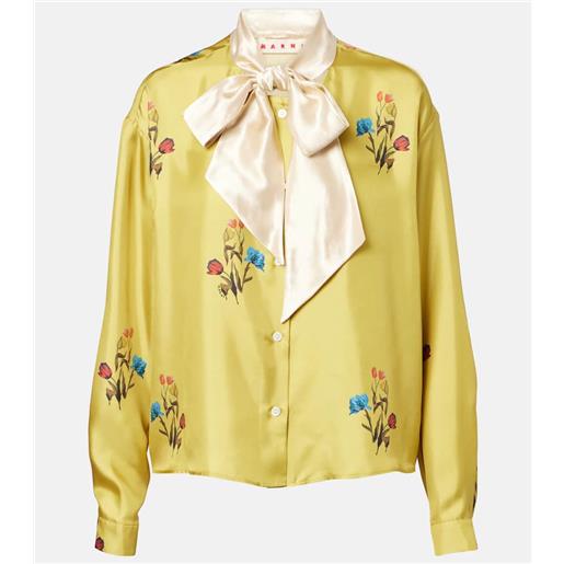 Marni blusa in raso di seta con stampa floreale