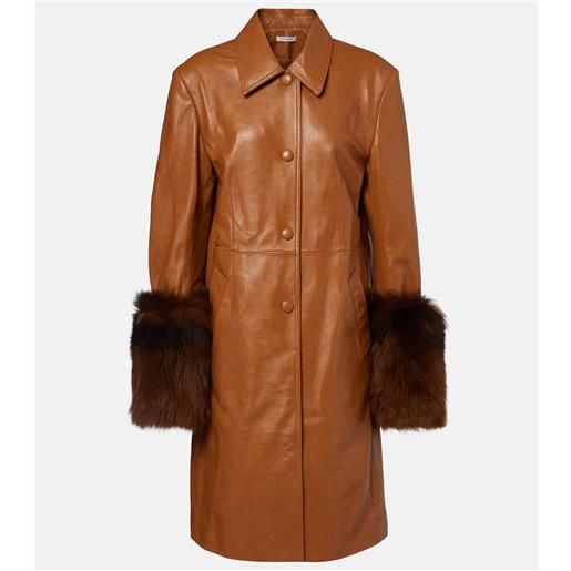 Jacques Wei trench in pelle con shearling