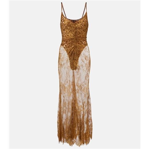 Jacques Wei abito lungo in pizzo con seta