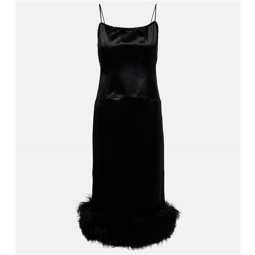 Jacques Wei abito sottoveste in raso con shearling