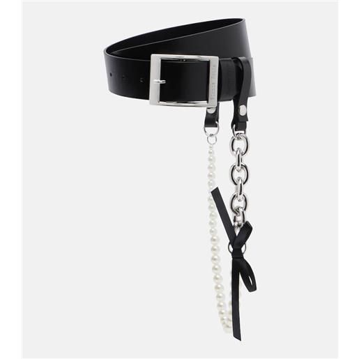 Simone Rocha cintura in pelle con perle bijoux