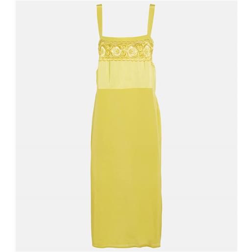 Maison Margiela abito midi in misto seta con pizzo