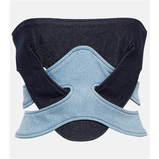 Dion Lee top a corsetto in denim senza spalline
