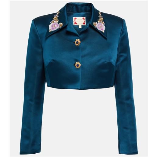 Miss Sohee giacca cropped in seta con cristalli