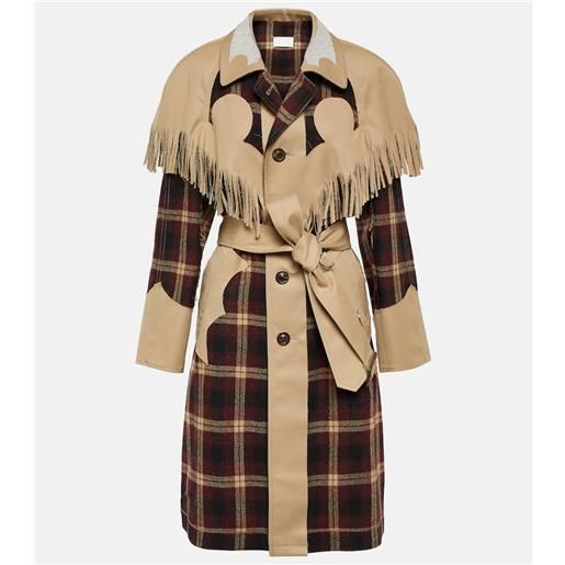 Maison Margiela trench a quadri con frange