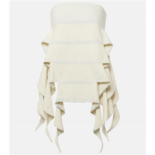 Y/Project top in denim bug con scollo bardot