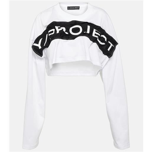 Y/Project top cropped in jersey di cotone con logo