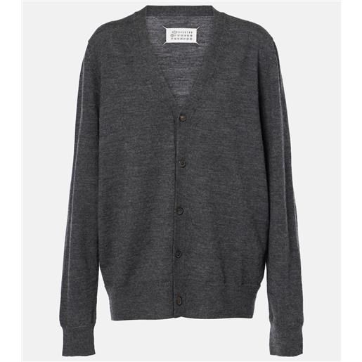 Maison Margiela cardigan in lana con pelle