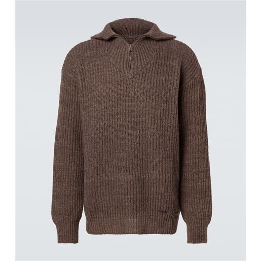 Maison Margiela pullover in lana e cotone con mezza zip