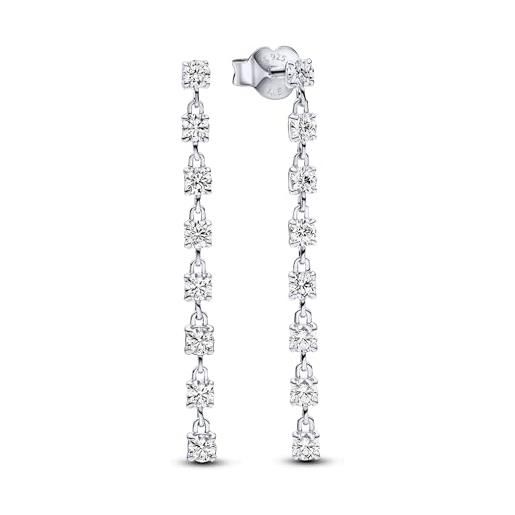 PANDORA timeless orecchini pendenti in argento sterling con zirconia cubica trasparente, orecchini pendenti