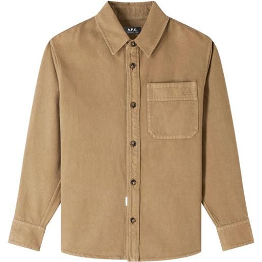 A.P.C. giacca-camicia con logo - marrone
