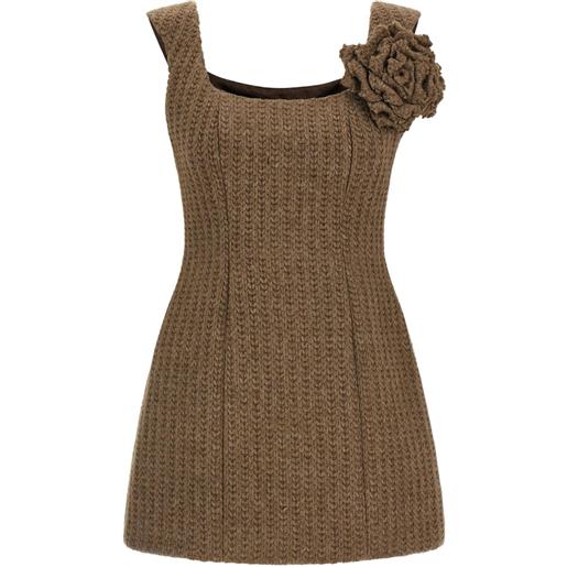 Giuseppe Di Morabito abito corto con dettaglio floreale e lavorazione a trecce - marrone
