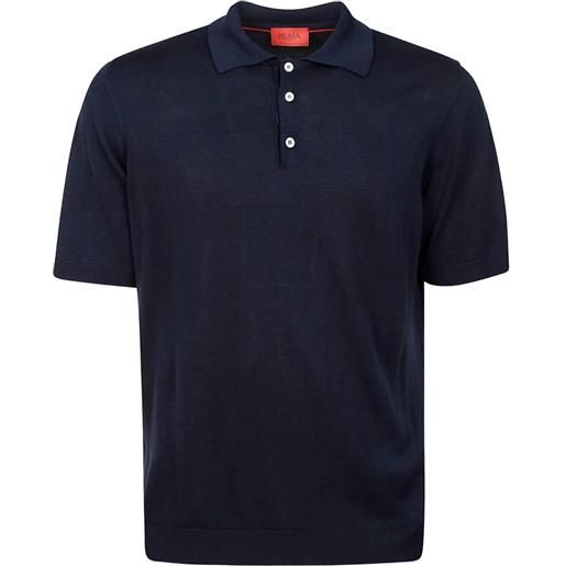 Isaia polo con bottoni - blu