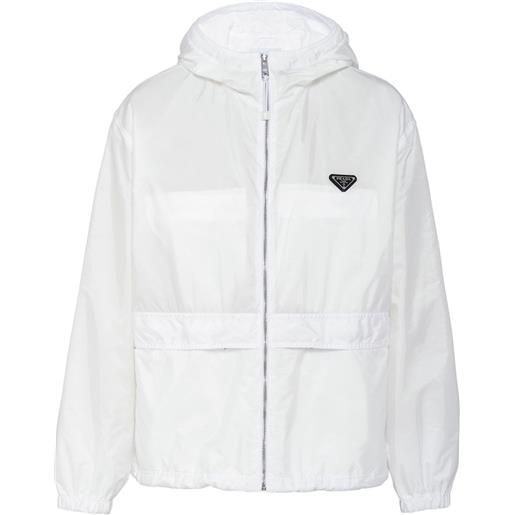 Prada giacca a vento con placca logo - bianco
