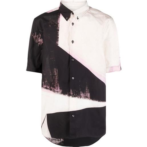 Alexander McQueen camicia brushstroke in cotone - rosa