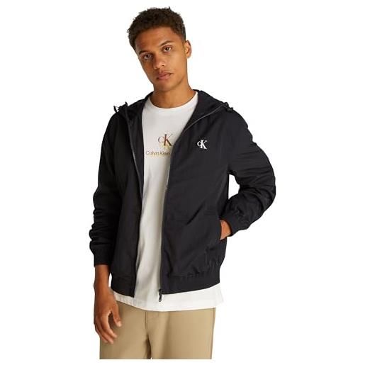 Calvin Klein uomo giacca a vento nylon hooded leggera, nero (ck black), l