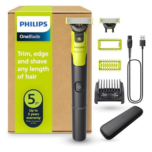 Philips one. Blade 360 autentico collegato rasoio elettrico per viso e corpo, regolabarba e spazzola, lama 360 e originale, pettine regolabile 5in1, kit per il corpo, custodia da viaggio, qp4631/65