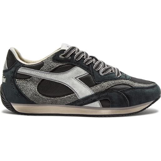 Diadora sneakers equipe revenge in pelle e suede nero e tessuto tecnico grigio