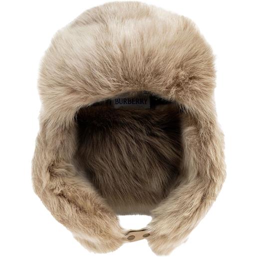 Burberry cappello in shearling - toni neutri
