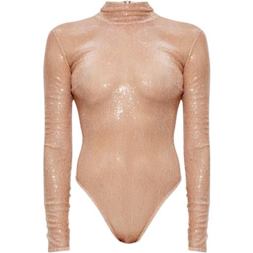 DSQUARED2 body a collo alto con paillettes - toni neutri
