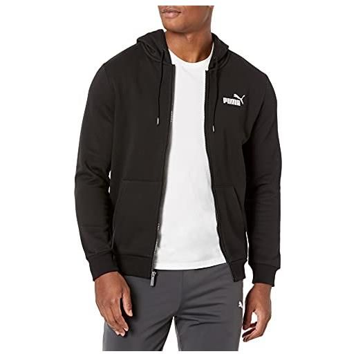 PUMA essentials-felpa con cappuccio in pile con zip intera, cotone nero, xl uomo