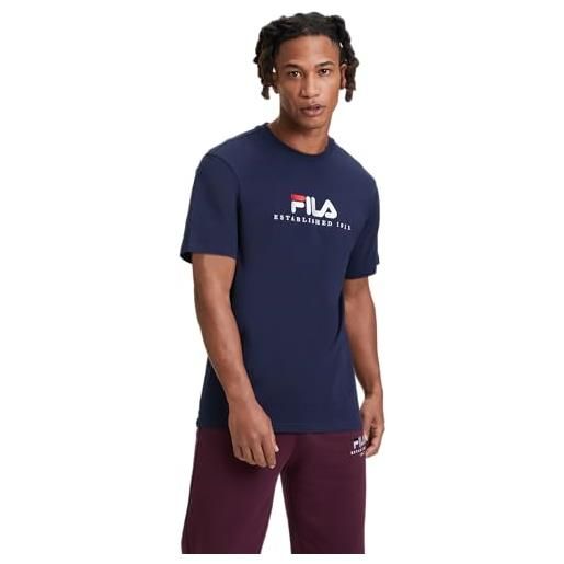FILA maglietta unisex bedburg con scollo rotondo, blu, m