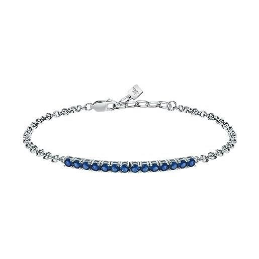 Morellato bracciale uomo in argento 925‰, zirconi blu, collezione tennis - satt18