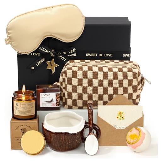 TUZT regalo donna compleanno, set regalo con tazza, candela profumata, bomba da bagno, sapone, borsa per cosmetici, idea regalo san valentino, natale per moglie, donna, mamma, sorelle. 