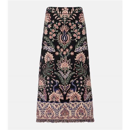 Farm Rio gonna midi marvelous garden a vita alta con frange