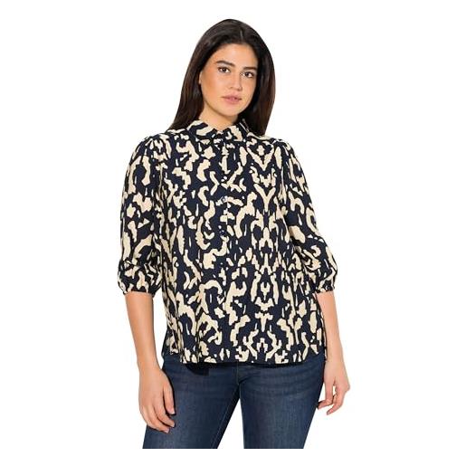 Ulla Popken blusa dal taglio oversize e più lunga sul retro con collo da camicia e maniche a 3/4 chiampagne chiaro 54+ 831553150-54+