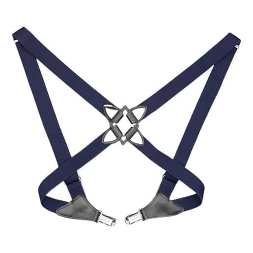 VMDVBNA bretelle per uomini bretelle vintage for adulti, da donna e uomo, larghe 2,5 cm, con incrocio posteriore, 2 clip laterali, bretelle elastiche regolabili for pantaloni(blue)