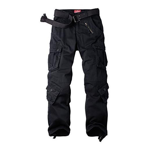 Raroauf pantaloni da lavoro da donna, in cotone, stile militare, stile militare, con 8 tasche - nero - 40