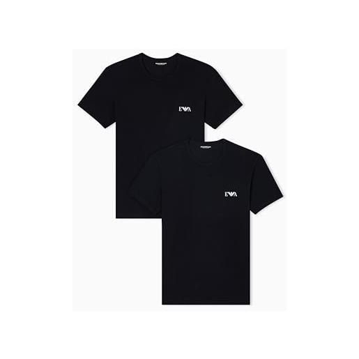 Emporio Armani bold monogram 2-pack t-shirt confezione da 2 magliette girocollo, nero/nero, xl uomo