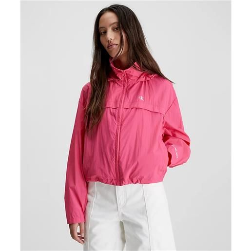 Calvin klein jeans giacca a vento con cappuccio tessuto riciclato donna