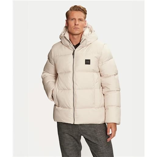 Calvin klein jeans piumino con cappuccio avorio uomo