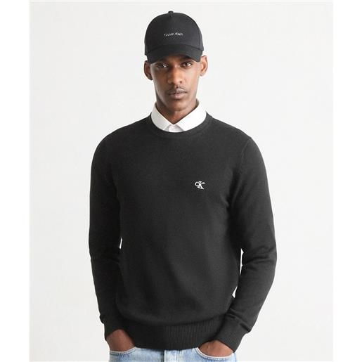 Calvin klein jeans maglione modern crew neck nero uomo